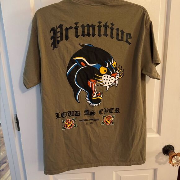 Primitive Skateboarding graphic t-shirt, brown with short sleeves. Size Medium - Picture 7 of 9